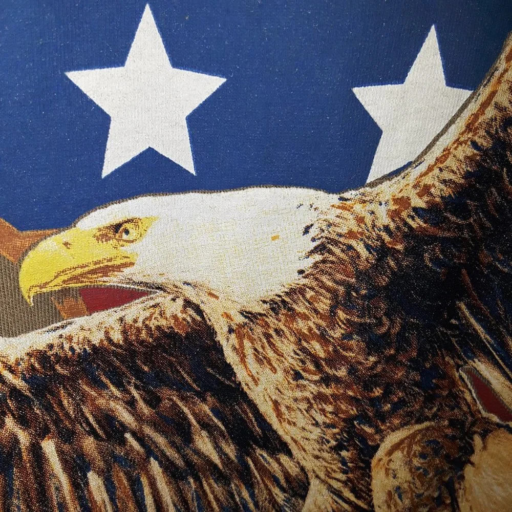 Celebrate Olive Tan Printed Patriotic Eagle Graphic T-shirt L - Picture 3 of 5